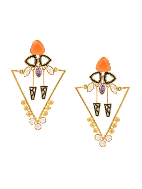 Tistabene Gold-Plated & Blue Contemporary Drop Earrings