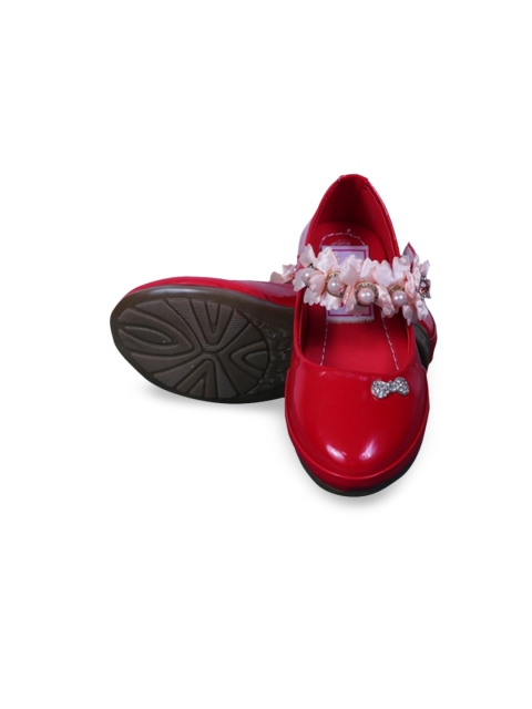 Buckled Up Girls Red PU Espadrilles