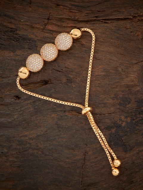 Kushal's Fashion Jewellery Women White Cubic Zirconia Gold-Plated Charm Bracelet