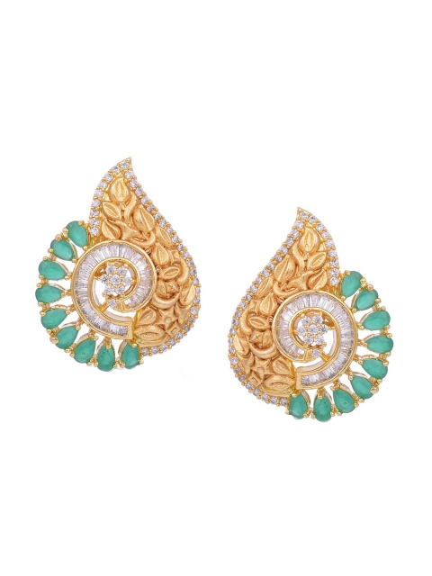 Tistabene Green Contemporary Gold-Plated Studs Earrings