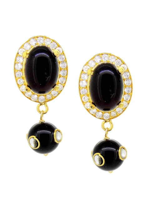 Tistabene Black & Gold-Toned Contemporary Drop Earrings