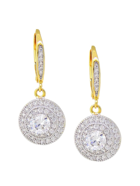 Tistabene White Stone Studded Contemporary Drop Earrings