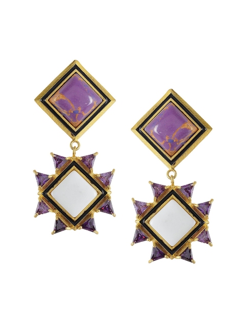 Tistabene Multicoloured Contemporary Gold-Plated Drop Earrings, Multi