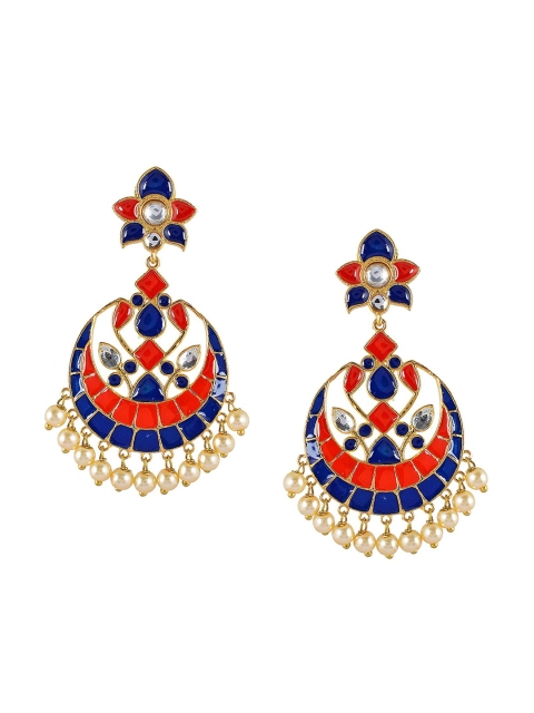 Tistabene Gold-Plated & Blue Contemporary Chandbalis Earrings