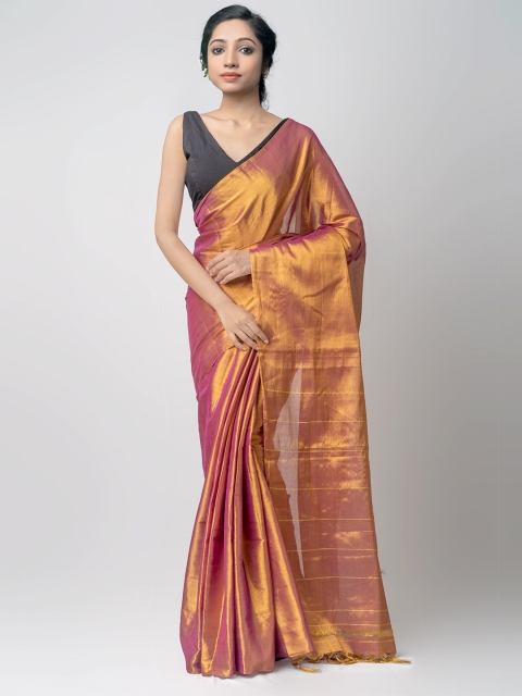 Unnati Silks Pink & Gold-Toned Woven Design Sustainable Silk Cotton Kanjeevaram Saree
Unnati Silks Pink & Gold-Toned Woven Design Sustainable Silk Cotton Kanjeevaram Saree