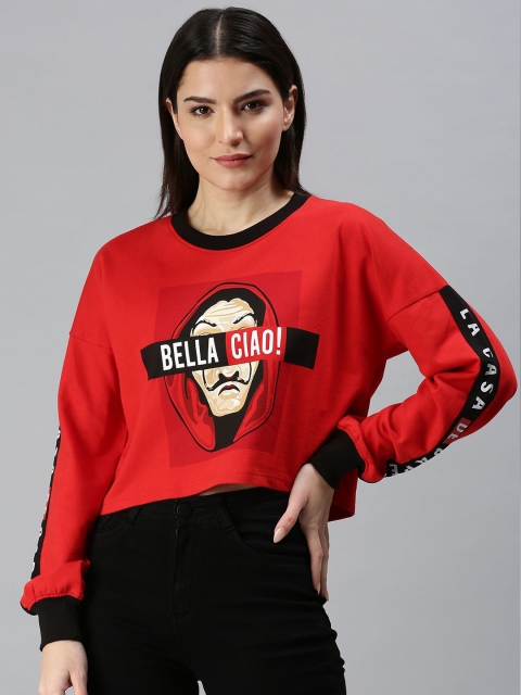 JUNEBERRY Women Red Printed Sweatshirt