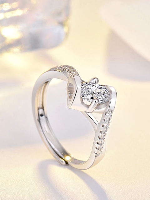 Shining Diva Fashion Platinum-Plated Silver-Toned White CZ-Studded Adjustable Finger Ring
Shining Diva Fashion Platinum-Plated Silver-Toned White CZ-Studded Adjustable Finger Ring