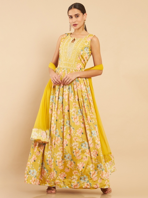 Soch Women Mustard Yellow Floral Printed Pure Silk Kurta with Churidar & With Dupatta
Soch Women Mustard Yellow Floral Printed Pure Silk Kurta with Churidar & With Dupatta