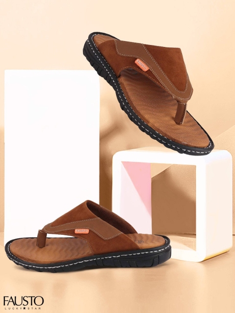 FAUSTO Men Tan Room Slippers