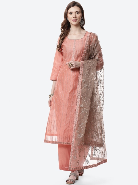 Meena Bazaar Peach-Coloured & Beige Embroidered Sequinned Unstitched Dress Material
Meena Bazaar Peach-Coloured & Beige Embroidered Sequinned Unstitched Dress Material