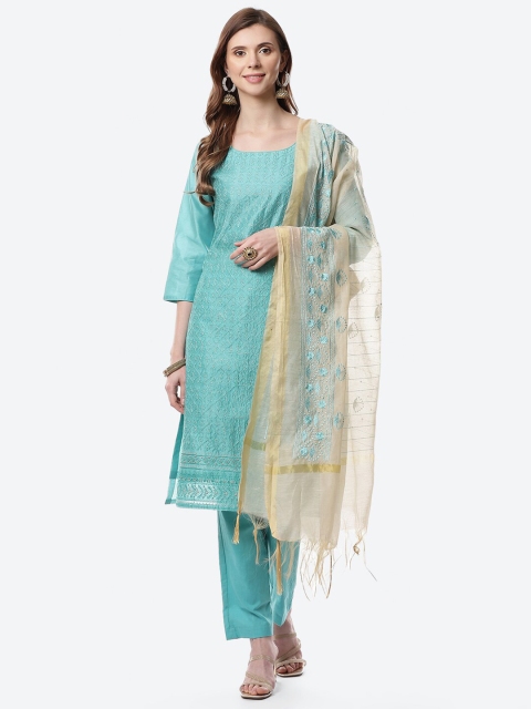 Meena Bazaar Turquoise Blue & Cream-Coloured Embroidered Unstitched Dress Material
Meena Bazaar Turquoise Blue & Cream-Coloured Embroidered Unstitched Dress Material