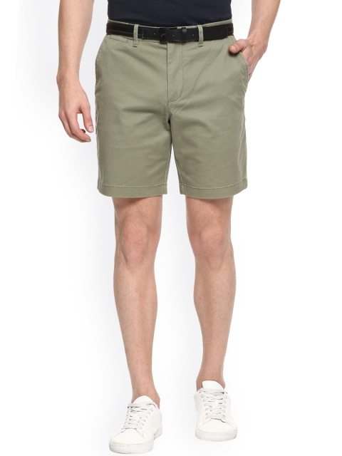 Original Penguin Men Olive Green Slim Fit Cotton Shorts