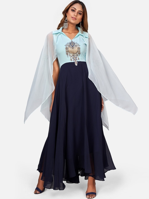 SHOPGARB Women Navy Blue Embroidered Flared Sleeves Thread Work Asymmetric Georgette Anarkali Kurta
SHOPGARB Women Navy Blue Embroidered Flared Sleeves Thread Work Asymmetric Georgette Anarkali Kurta