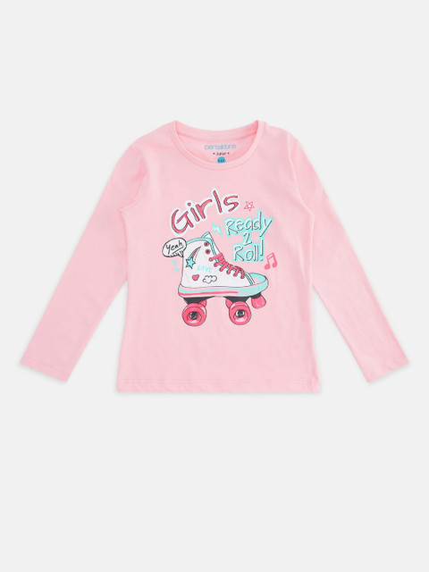 Pantaloons Junior Girls Pink Regular Fit Printed Cotton T-shirt 
Pantaloons Junior Girls Pink Regular Fit Printed Cotton T-shirt