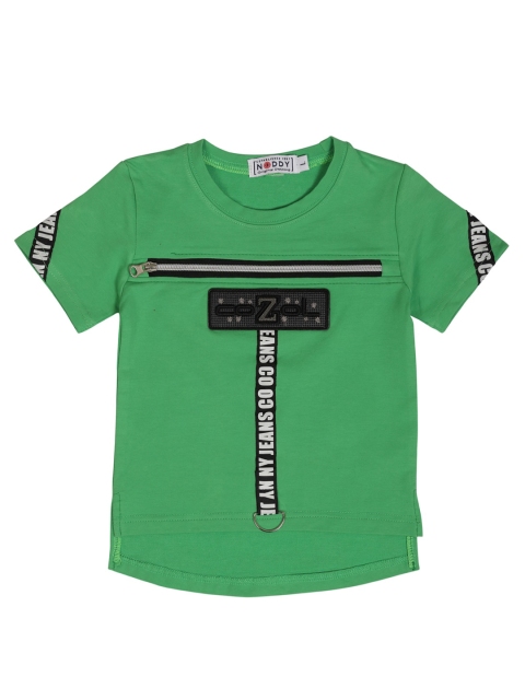 Noddy Boys Green Typography Regular Fit Printed T-shirt