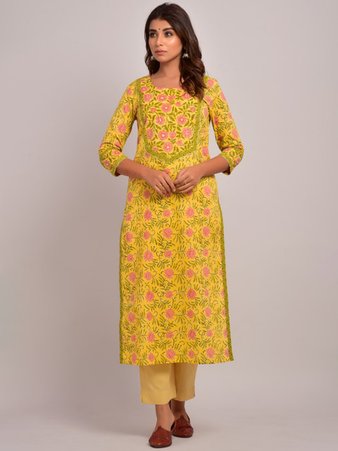 Swasti Women Yellow Floral Printed Gotta Patti Floral Cotton Kurta
Swasti Women Yellow Floral Printed Gotta Patti Floral Cotton Kurta