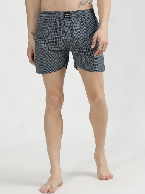 V2 Value & Variety Men Teal Green & White Checked Boxers 1114056248007