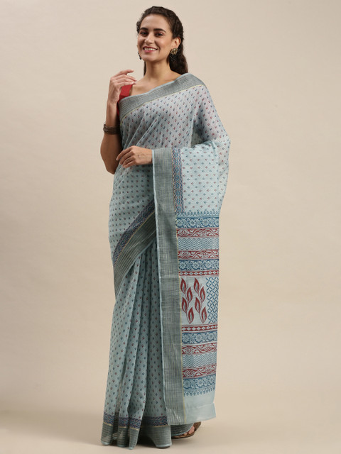 KALINI Blue & Grey Ethnic Motifs Printed Saree 
KALINI Blue & Grey Ethnic Motifs Printed Saree