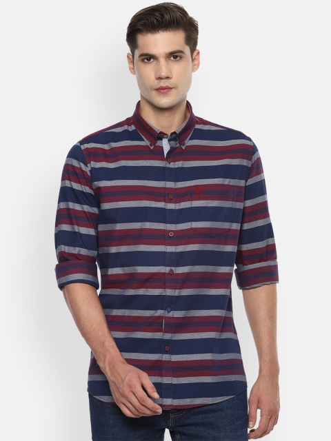 Van Heusen Sport Men Maroon & Blue Slim Fit Horizontal Striped Pure Cotton Casual Shirt
Van Heusen Sport Men Maroon & Blue Slim Fit Horizontal Striped Pure Cotton Casual Shirt