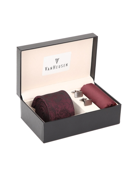 Van Heusen Men Maroon & Black Accessory Gift Set
