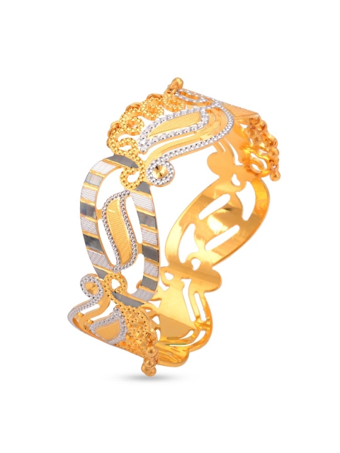 Tistabene Women Gold-Toned & White Brass Gold-Plated Kada Bracelet with Ghunghroos
Tistabene Women Gold-Toned & White Brass Gold-Plated Kada Bracelet with Ghunghroos