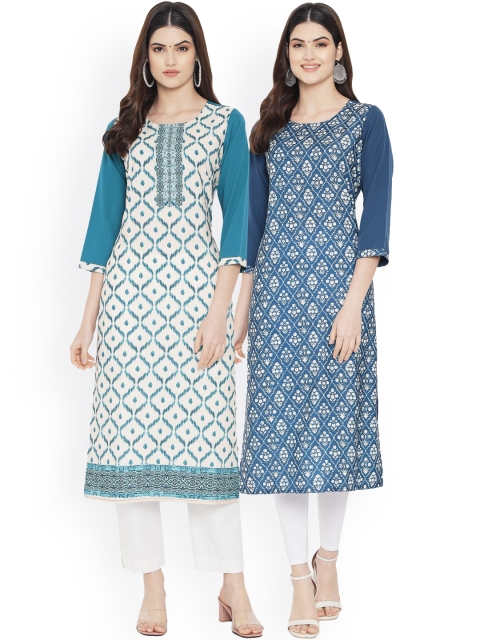 Ethnic basket Women Pack of 2 Blue & White Ethnic Motifs Printed Crepe Straight Kurta
Ethnic basket Women Pack of 2 Blue & White Ethnic Motifs Printed Crepe Straight Kurta
