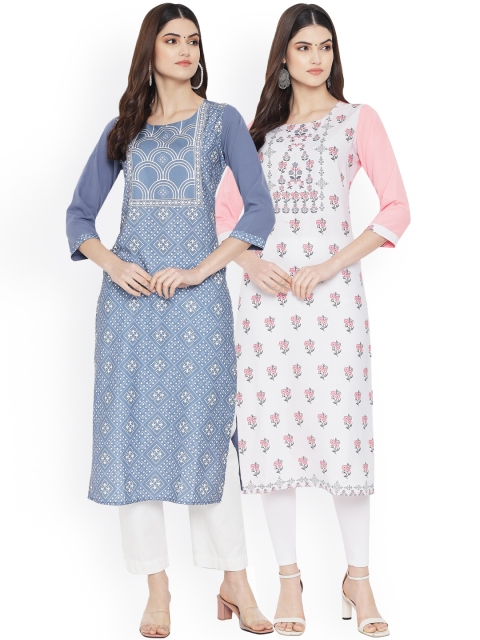 Ethnic basket Women Pack of 2 Ethnic Motifs Printed Flared Sleeves Floral Crepe Kurta, Grey
Ethnic basket Women Pack of 2 Ethnic Motifs Printed Flared Sleeves Floral Crepe Kurta, Grey