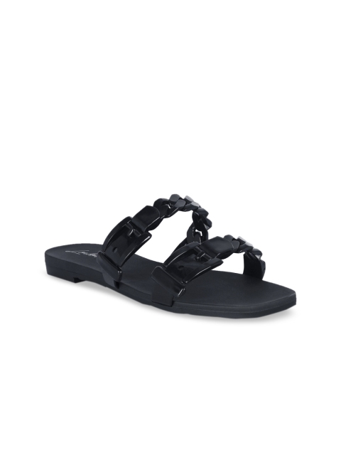 London Rag Women Black Open Toe Flats