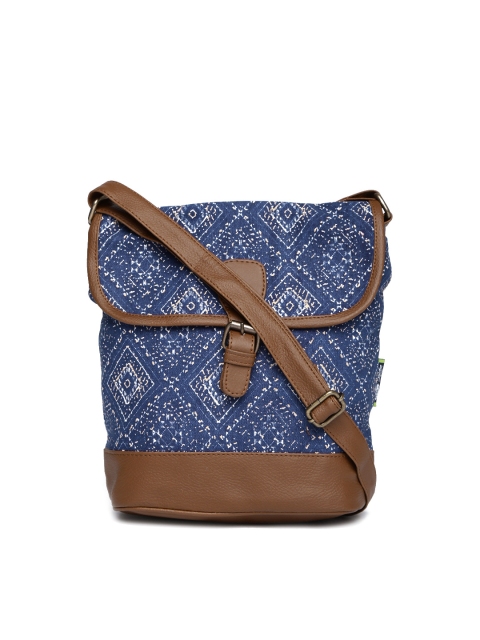 Kanvas Katha Blue Printed Sling Bag