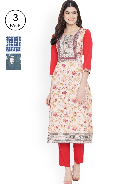 Ethnic basket Woman Pack of 3 Multicoloured Floral Printed Floral Crepe Kurta, Multi
Ethnic basket Woman Pack of 3 Multicoloured Floral Printed Floral Crepe Kurta, Multi