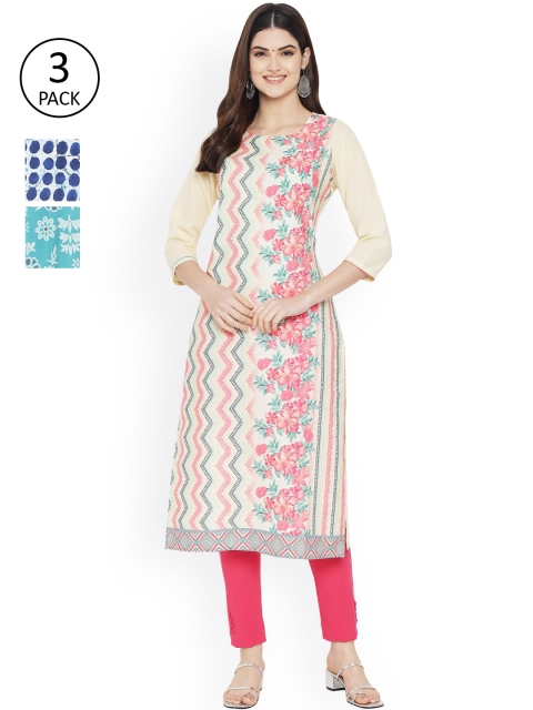 Ethnic basket Women Pack of 3 White & Turquoise Blue Ethnic Motifs Printed Floral Kurta
Ethnic basket Women Pack of 3 White & Turquoise Blue Ethnic Motifs Printed Floral Kurta