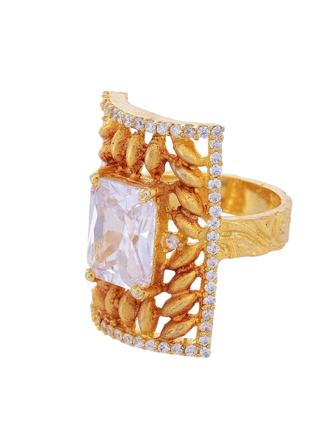 Tistabene Women Gold-Toned & White Stone Studded Contemporary Cocktail Finger Ring
Tistabene Women Gold-Toned & White Stone Studded Contemporary Cocktail Finger Ring