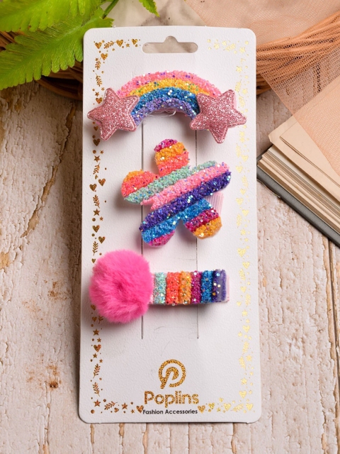 POPLINS Girls Purple & Yellow Set of 3 Alligator Hair Clip