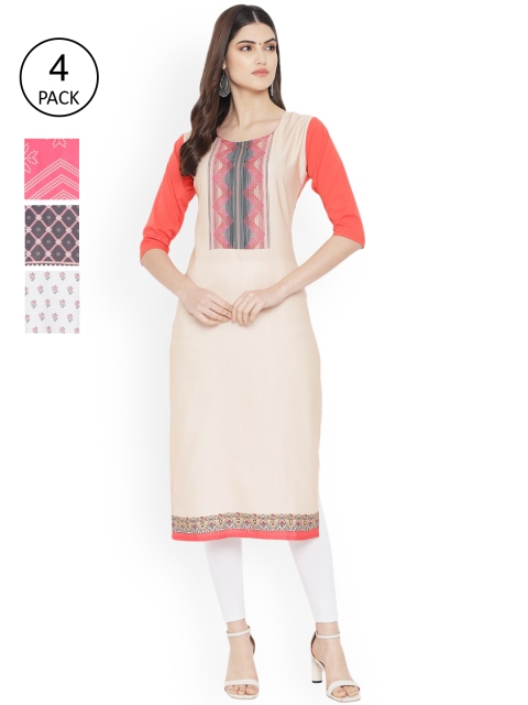 Ethnic basket Women Multicoloured Geometric Printed Keyhole Neck Floral Crepe Kurta, Multi
Ethnic basket Women Multicoloured Geometric Printed Keyhole Neck Floral Crepe Kurta, Multi