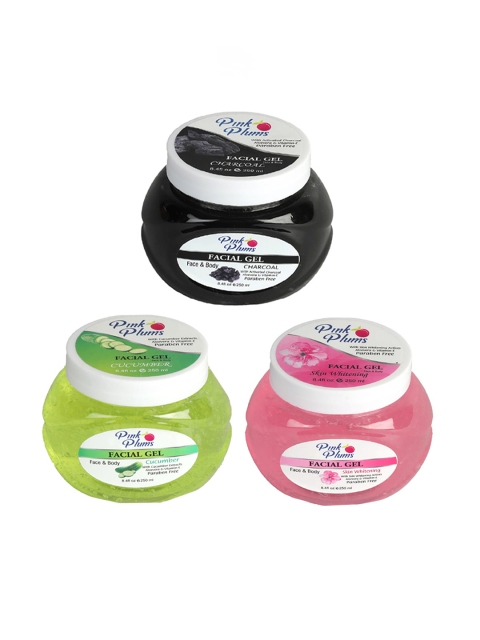 Pink Plums Set of Charcoal-Cucumber-Skin Whitening Face & Body Gel - 250 ml Each, Multi
Pink Plums Set of Charcoal-Cucumber-Skin Whitening Face & Body Gel - 250 ml Each, Multi