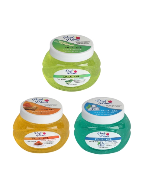 Pink Plums Set of Paraben Free Cucumber, Haldi Chandan & Ice Cool Facial Gels 250 ml Each, Green
Pink Plums Set of Paraben Free Cucumber, Haldi Chandan & Ice Cool Facial Gels 250 ml Each, Green