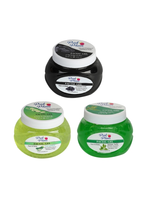 Pink Plums Set of Paraben Free Charcoal, Cucumber & Neem Tulsi Facial Gels 250 ml Each, Black
Pink Plums Set of Paraben Free Charcoal, Cucumber & Neem Tulsi Facial Gels 250 ml Each, Black