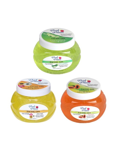 Pink Plums Set of Paraben Free Cucumber, Anti-Tan & Papaya Facial Gels 250 ml Each, Green
Pink Plums Set of Paraben Free Cucumber, Anti-Tan & Papaya Facial Gels 250 ml Each, Green