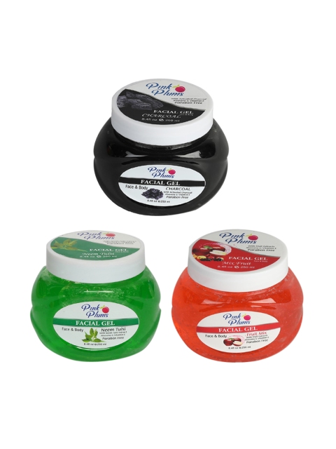 Pink Plums Set of Paraben Free Charcoal, Neem Tulsi & Fruit Mix Facial Gels 250 ml Each, Black
Pink Plums Set of Paraben Free Charcoal, Neem Tulsi & Fruit Mix Facial Gels 250 ml Each, Black