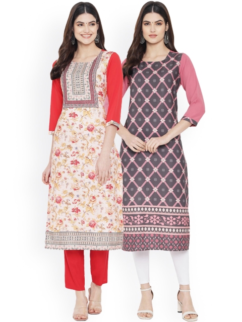 Ethnic basket Women Multicoloured Floral Printed Mirror Work Floral Crepe Kurta, Multi
Ethnic basket Women Multicoloured Floral Printed Mirror Work Floral Crepe Kurta, Multi