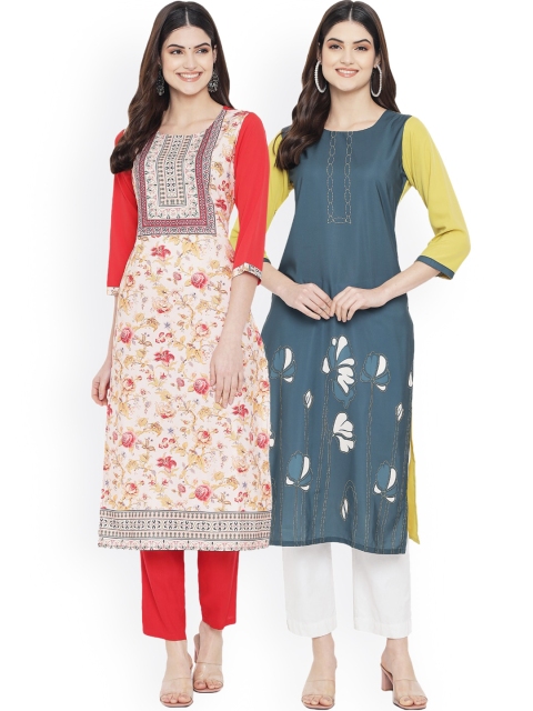 Ethnic basket Women Multicoloured Floral Embroidered Keyhole Neck Floral Crepe Kurta, Multi
Ethnic basket Women Multicoloured Floral Embroidered Keyhole Neck Floral Crepe Kurta, Multi