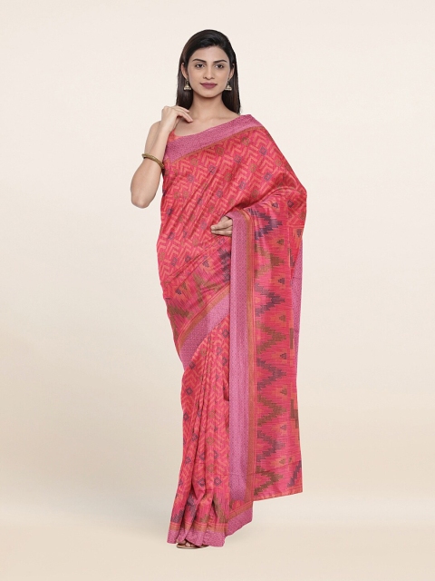 Pothys Pink & Blue Woven Design Saree