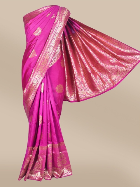 The Chennai Silks Pink & Gold-Toned Ethnic Motifs Zari Art Silk Fusion Banarasi Saree
The Chennai Silks Pink & Gold-Toned Ethnic Motifs Zari Art Silk Fusion Banarasi Saree