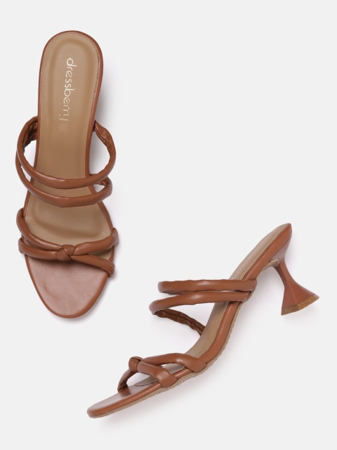 DressBerry Brown Solid Knot Detail Heels