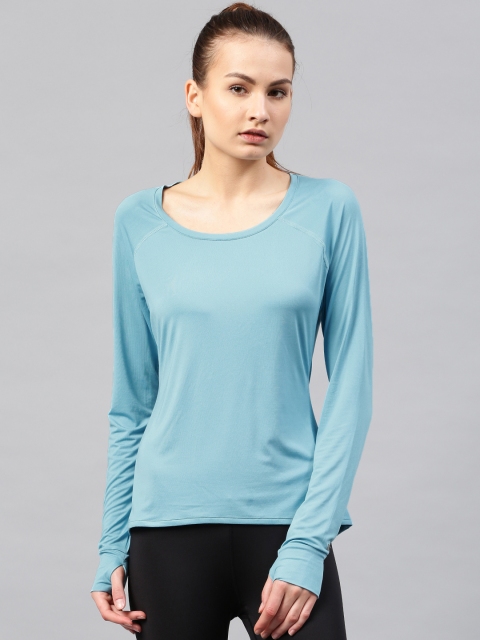 HRX by Hrithik Roshan Women Blue Solid Active RAPID-DRY T-Shirt