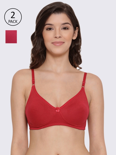 LYRA Pack of 2 Red & Maroon T-shirt Bras