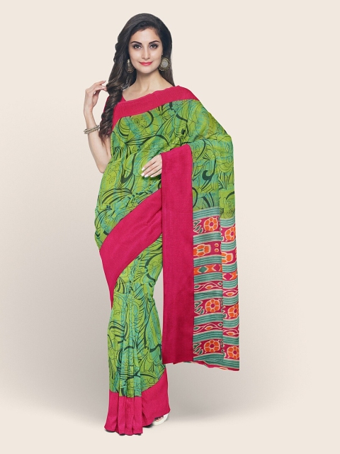 Pothys Green & Pink Printed Saree