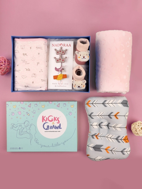 KICKS & CRAWL Infant Girls Multi-Coloured Printed 8-Piece Baby Apparel Gift Set, Pink
KICKS & CRAWL Infant Girls Multi-Coloured Printed 8-Piece Baby Apparel Gift Set, Pink