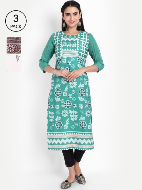 Ethnic basket Women Pack of 3 Ethnic Motifs Printed Thread Work Floral Crepe Kurta, Multi
Ethnic basket Women Pack of 3 Ethnic Motifs Printed Thread Work Floral Crepe Kurta, Multi