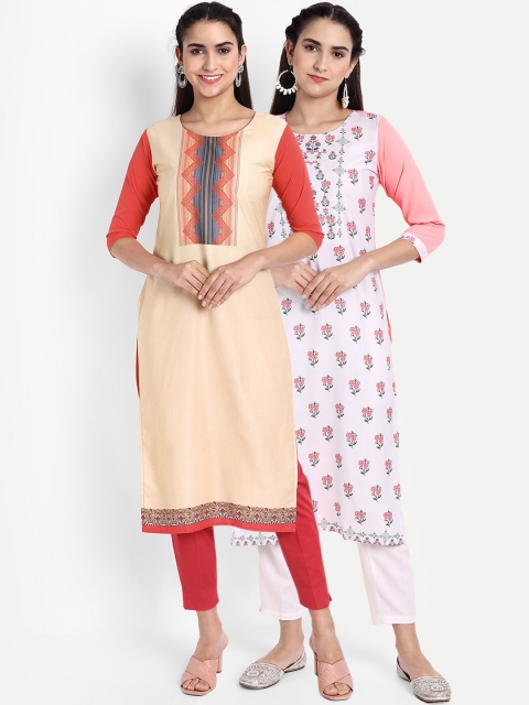 Ethnic basket Women Pack Of 2 Kurtas, Pink